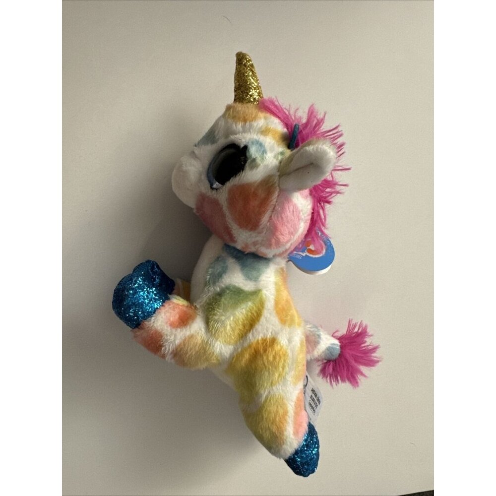 New Rainbow Colored Unicorn Beanbag Plush 6in Golden Unicorn Glitter Squish D25